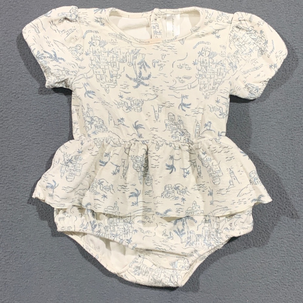 Modern Moments by Gerber Baby Girls 24M‎ Blue Toile Cotton Skirt Romper Bodysuit